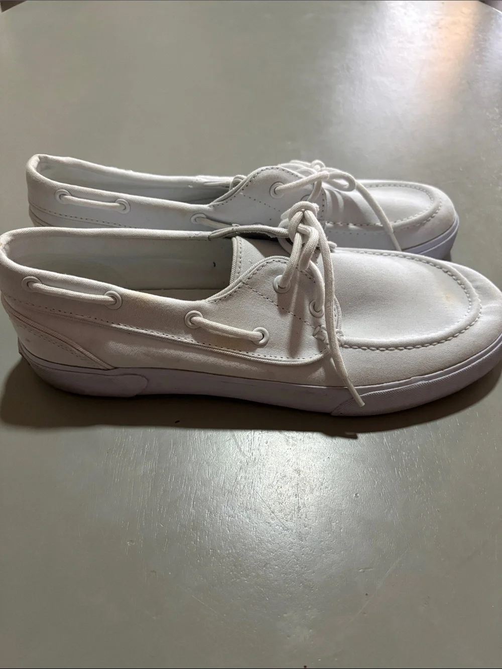 Polo by Ralph Lauren Men’s White Canvas Boat Shoes